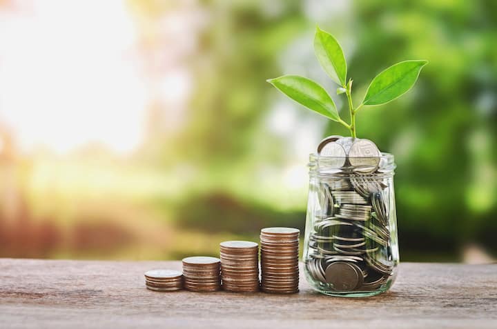 Plant,Growing,On,Coins,Glass,Jar in Grand Prairie